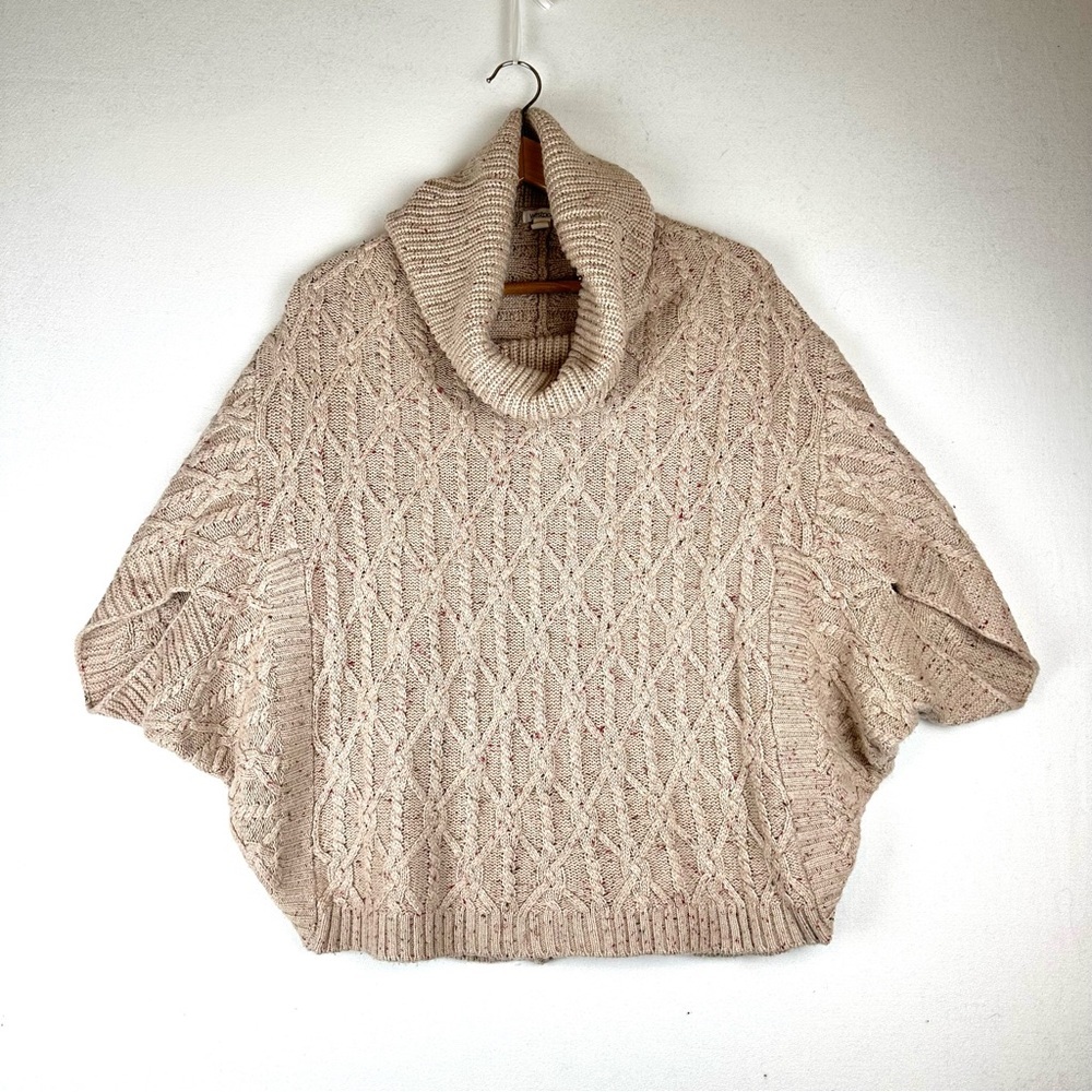 Westport Mock/Turtleneck Marled Yarn Speckled Cable Dolman Sleeve Sweater